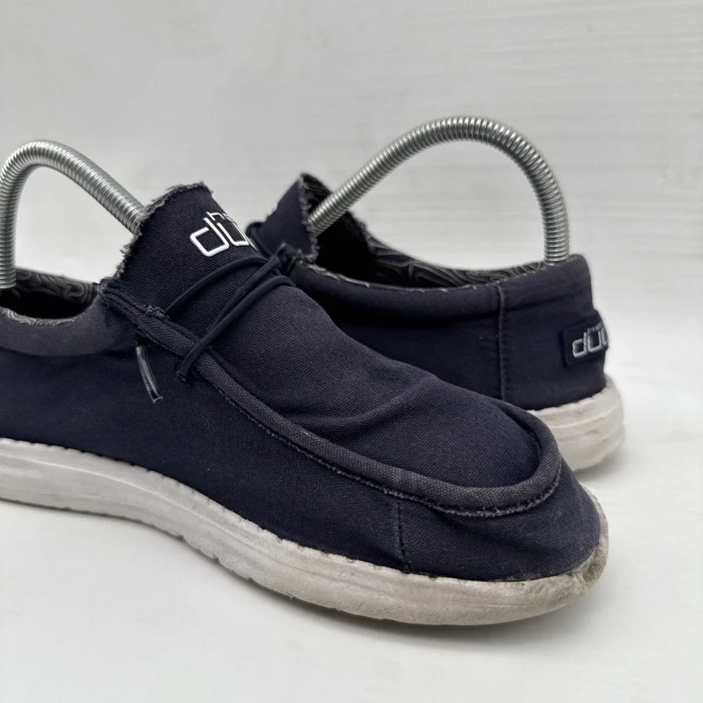 Hey Dude Wally Navy Blue Shoes Boys Girls Youth Sz Y6 L7 Slip On Comfort Shoes